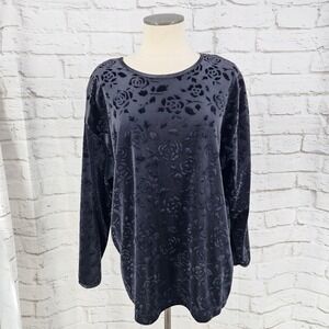 Vintage Whimsigoth Velvet Top Rose Dark Fairy Gothic Romantic Black Size Large